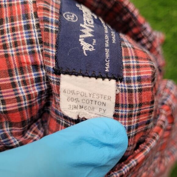 Vintage 80s Wrangler Pearl Snap Western Shirt Mens XL USA Made Plaid Check - Picture 15 of 15